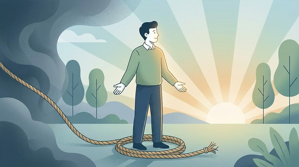 Letting Go: Releasing the rope to find emotional liberation.