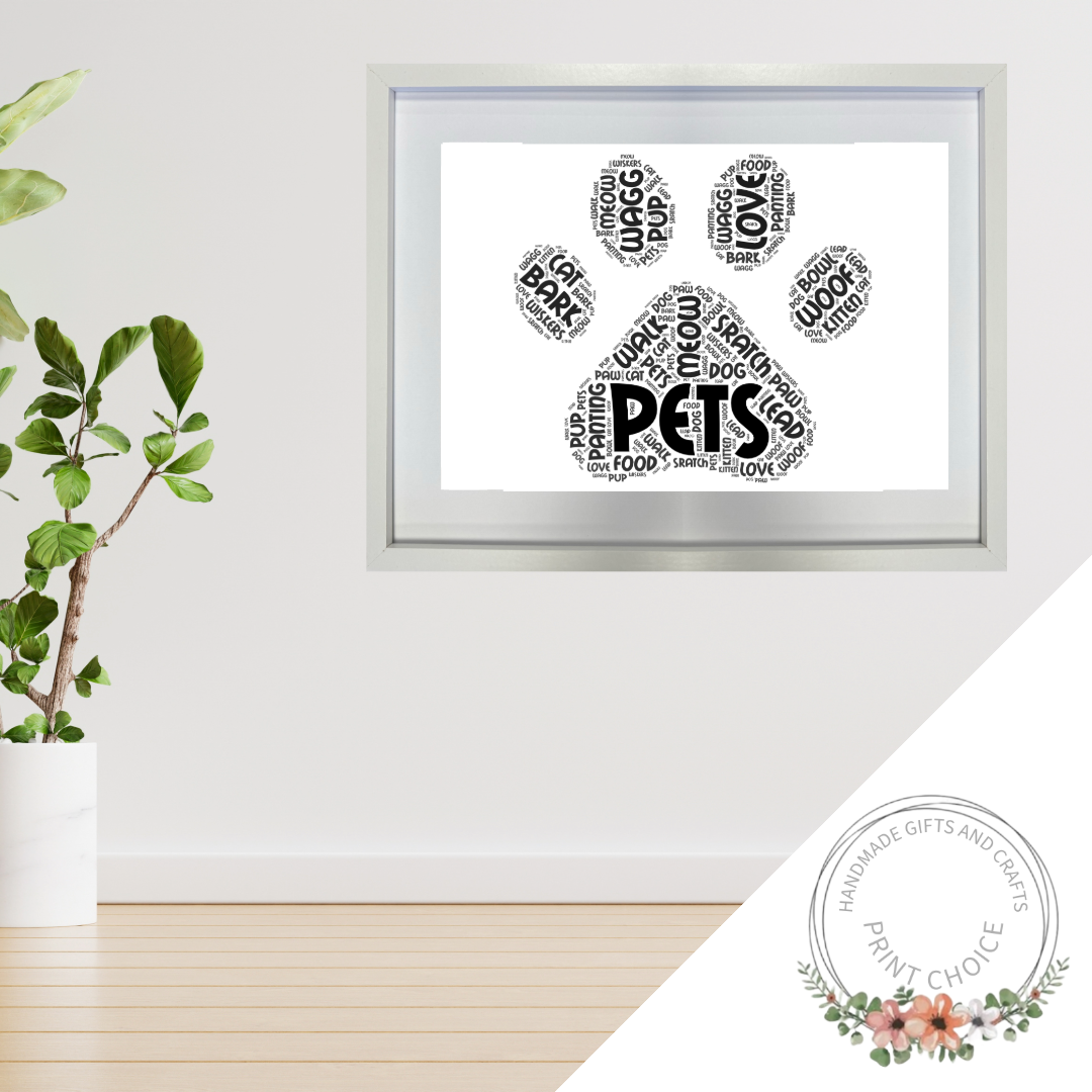 Paw Print Word Art Print Wall Decor