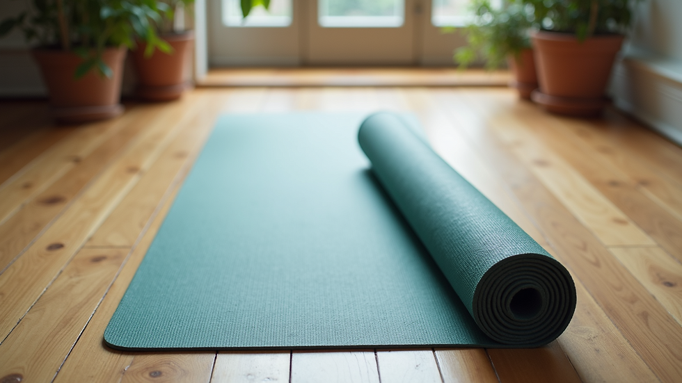 High angle view of a yoga mat on the floor