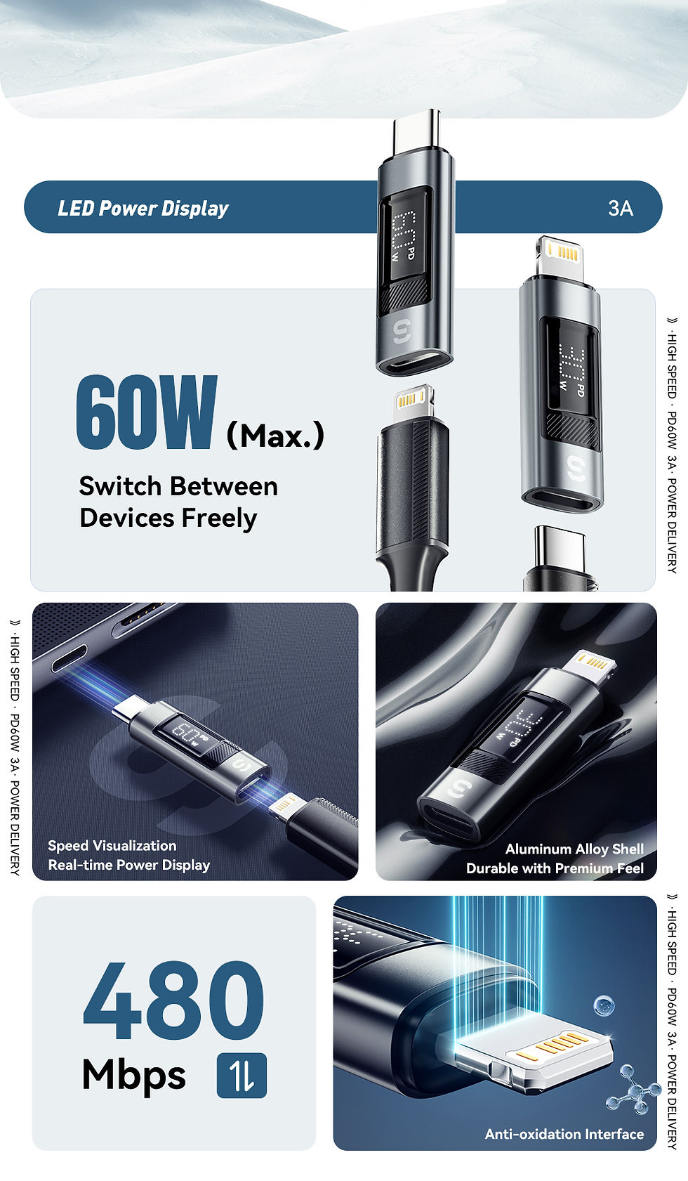 Thumbnail: Essager USB C Display OTG Adapter PD 30W Fast Charging Type-C Female To Lightnin