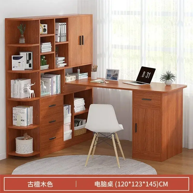 Thumbnail: Computer Desk Bookshelf Integrated Shelves Drawers Large Laptop Home Bedroom Stu