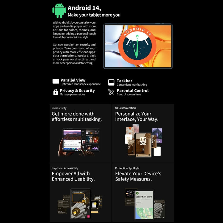 Thumbnail: 2025 Original Teclast T70 4G LTE Tablet PC, 8GB+256GB 14 Inch Android 14 Dual SI
