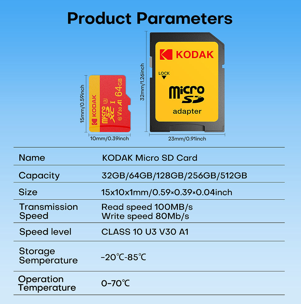 Thumbnail: Kodak 32gb 64gb 128gb 256gb Micro SD Card Memory Storage Mini Chip Digital Camer