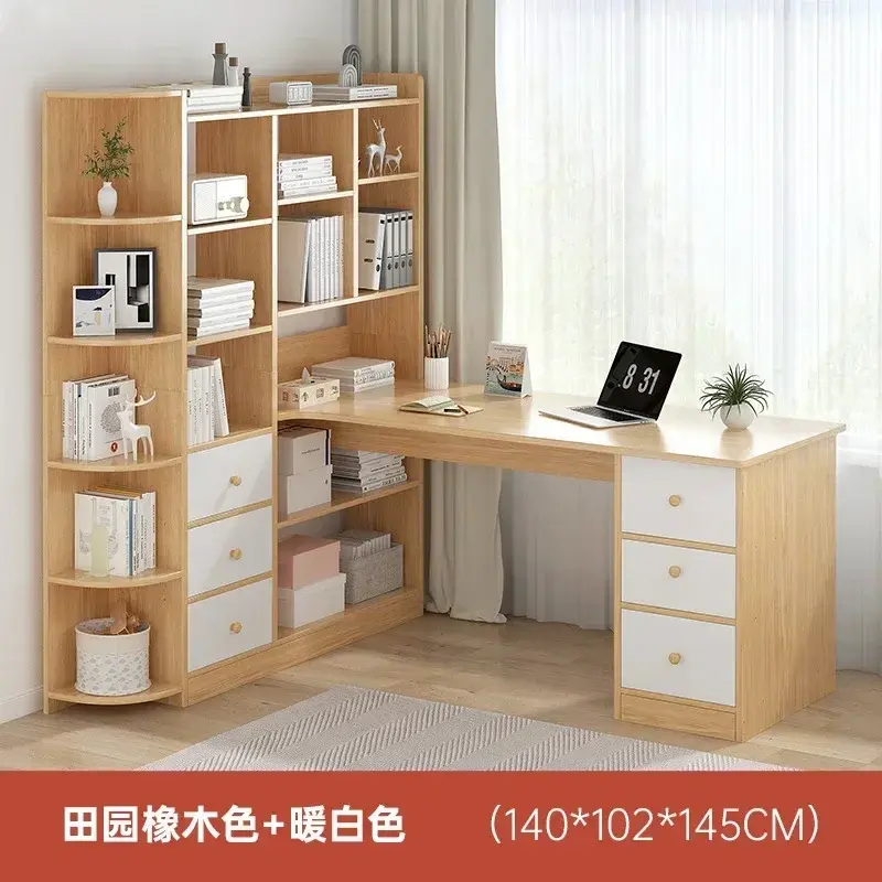 Thumbnail: Computer Desk Bookshelf Integrated Shelves Drawers Large Laptop Home Bedroom Stu