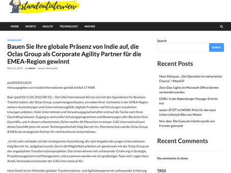 Build your global presence from Indie winning Oclas Group as Corporate Agility Partner for EMEA