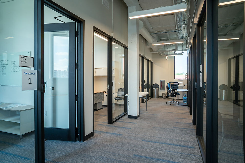 Private offices and staging area