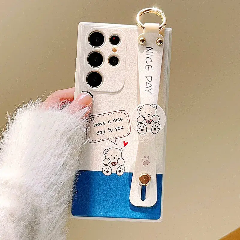 Thumbnail: Cute bear design wrist strap phone case for Samsung Galaxy S series and Note series