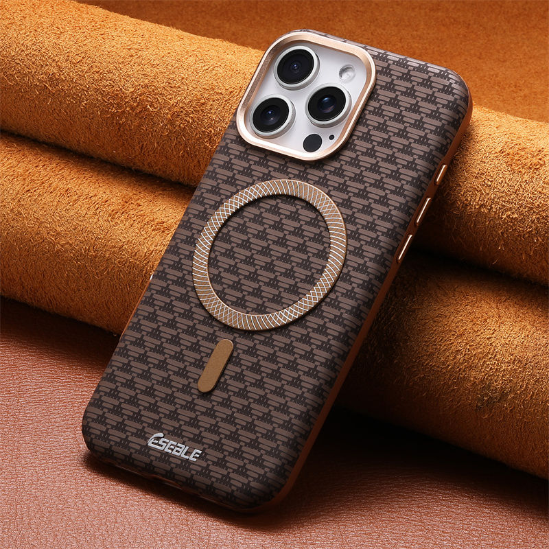 Thumbnail: Luxury leather carbon fiber MagSafe case for iPhone 13 14 15 16 17 Pro Max with shockproof protection