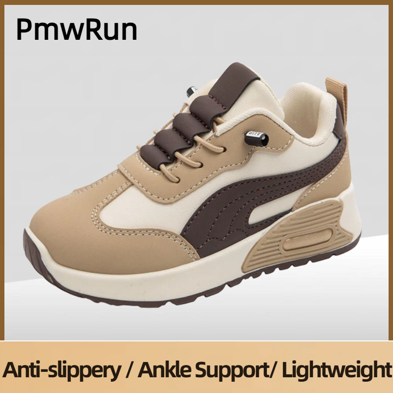 waterproof kids' sport sneakers. Anti-slip rubber sole, hook & loop closure, durable PU leather. Sizes 26-37 available now