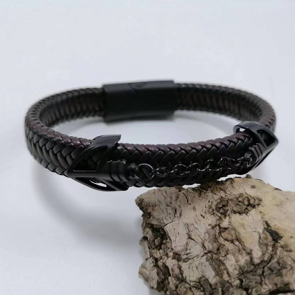 Thumbnail: Punk Leather Cuff Bracelet for Men and Women - Trendy Vintage Unisex Jewelry with Geometric Pattern