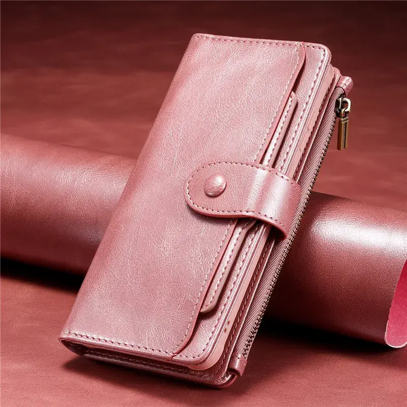 Thumbnail: Detachable magnetic leather wallet case with card holder for iPhone 16 15 14 13 12 11 models