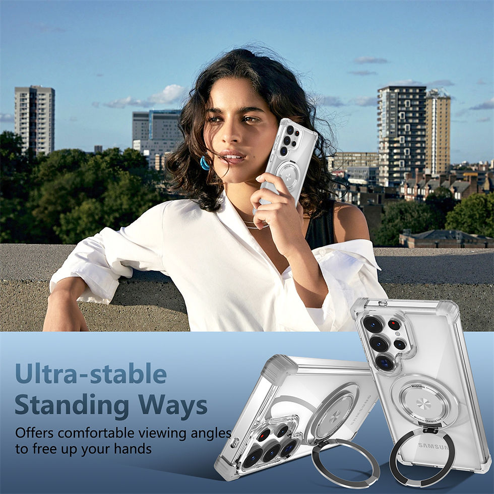 Thumbnail: Rotating magnetic folding stand transparent phone case for Samsung S25 S24 S23 Ultra Plus, shockproof armor cover