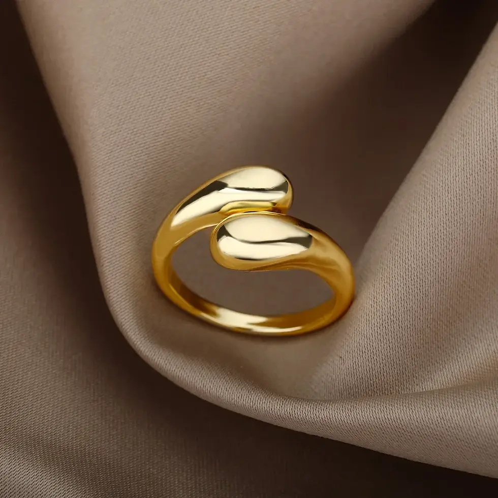 Thumbnail: Gold Stainless Steel Heart Ring for Women with Zircon Inlay