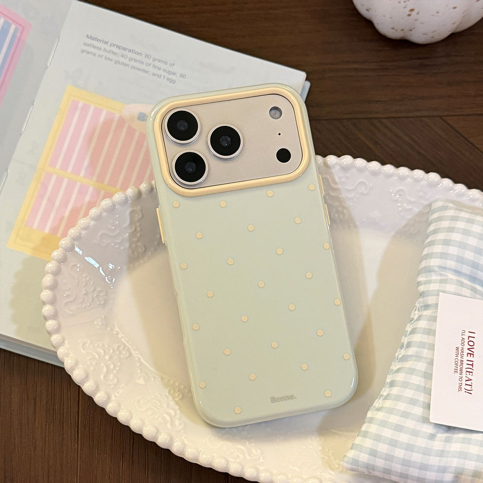 Miniaturbild: • Korean style candy color polka dot iPhone case in soft silicone cream finish.