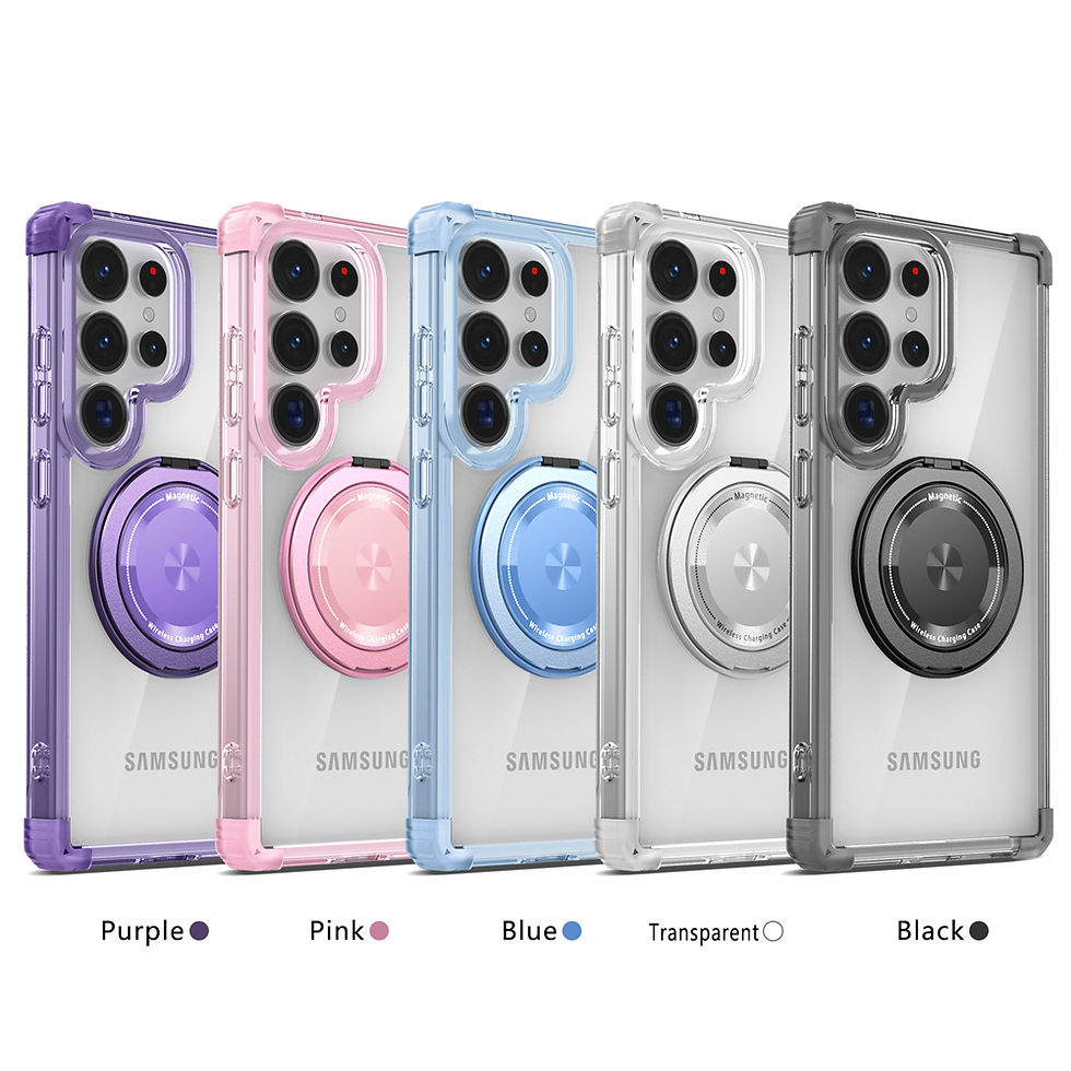 Thumbnail: Rotating magnetic folding stand transparent phone case for Samsung S25 S24 S23 Ultra Plus, shockproof armor cover