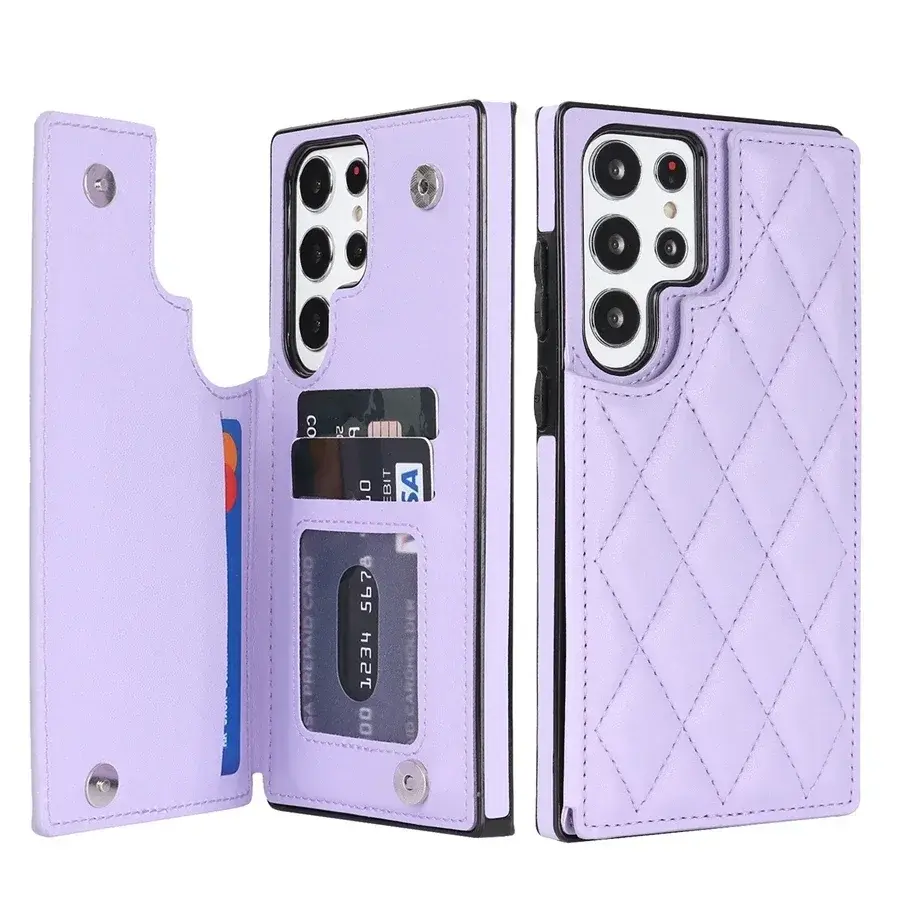 Thumbnail: Wallet leather case for Samsung Galaxy S25 Ultra S24 FE S23 Plus S22 S21 with magnetic flip and card slots