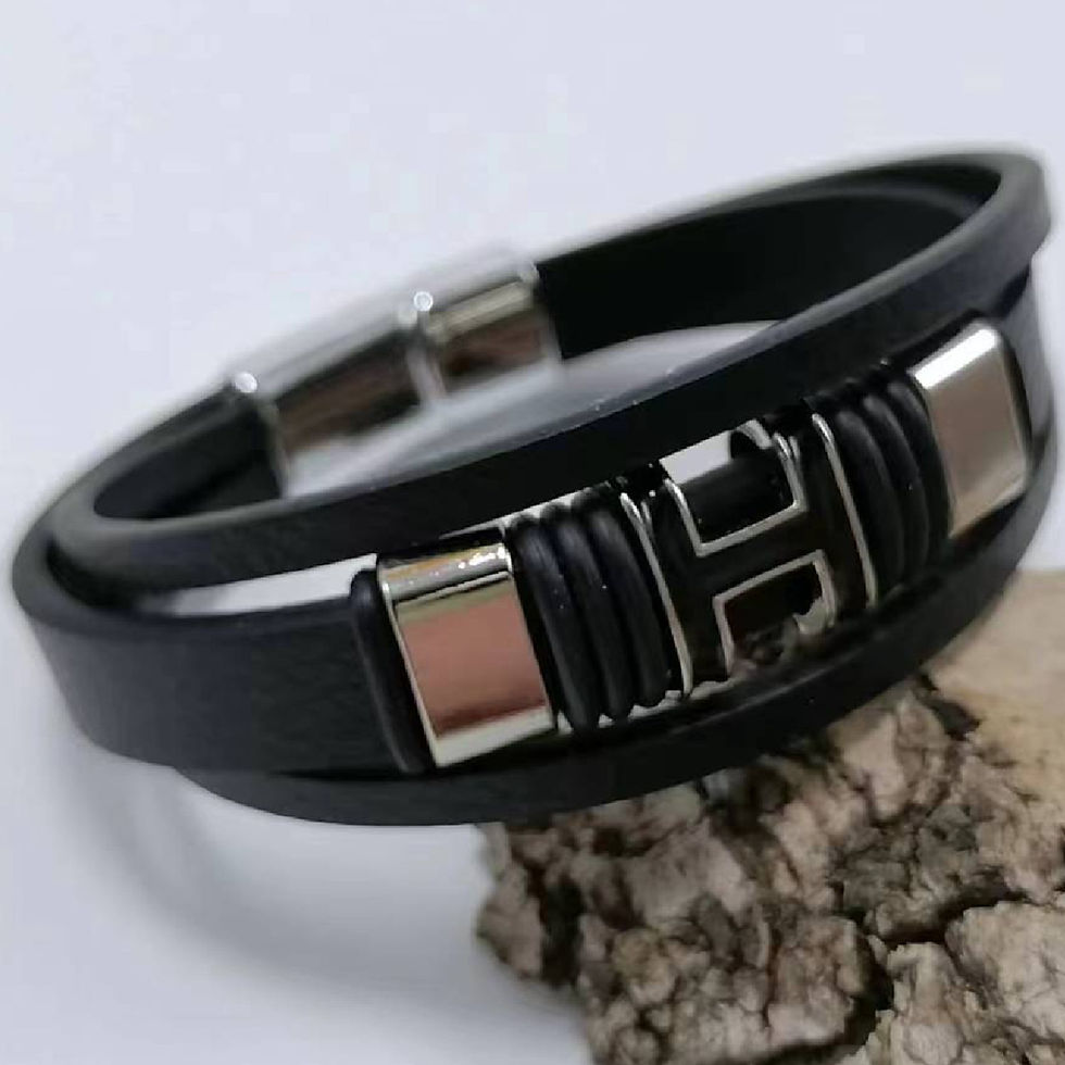 Thumbnail: Punk Leather Cuff Bracelet for Men and Women - Trendy Vintage Unisex Jewelry with Geometric Pattern