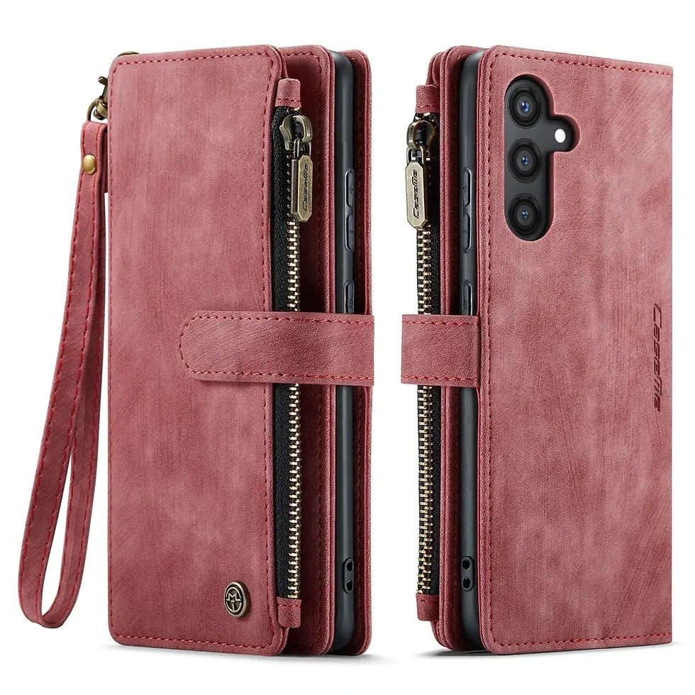 Thumbnail: Samsung Galaxy S25 S24 A55 leather wallet flip phone case with kickstand and card holder