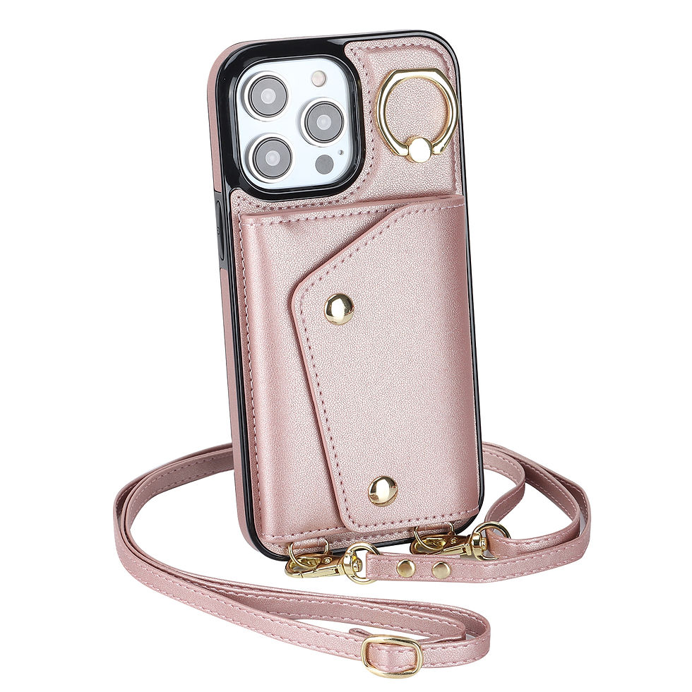 Thumbnail: elensesa iPhone Crossbody Wallet Case for iPhone 15/14/13/12/11 Pro Max, PU leather with lanyard, card slots, and ring holder