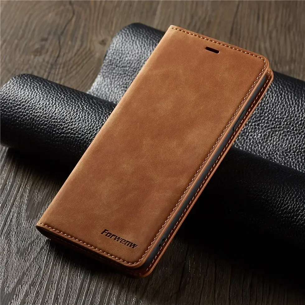 Thumbnail: Thin Leather Wallet Case for iPhone, cowhide PU material with three card slots and money pocket.