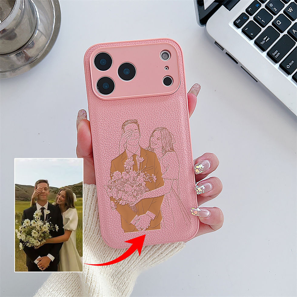 Miniaturbild: Personalized for iphone case with laser engraved custom portrait line design