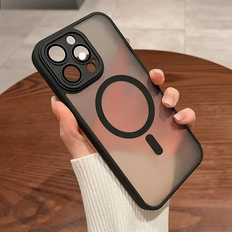 Thumbnail: Matte translucent magnetic iPhone case with shockproof armor and MagSafe support