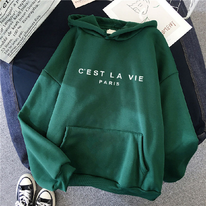 Thumbnail: Women’s casual printed hoodie with a loose fit, long sleeves, and hooded design. Streetwear style, available in various color
