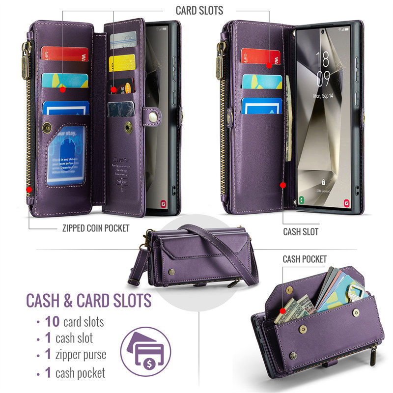Thumbnail: Samsung Galaxy flip leather wallet case with card holder and RFID-blocking for A56, A36, Z Fold 6.