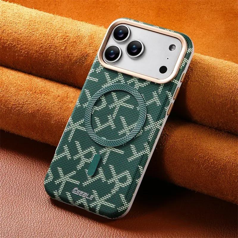 Thumbnail: Luxury leather magnetic wireless charging case for iPhone 13 14 15 16 17 Pro Max Pro and Air