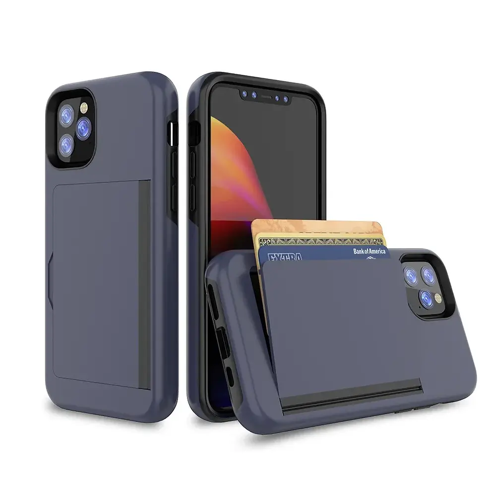 Thumbnail: Shockproof candy color iPhone case with card slot for iPhone 11–16 Pro Max in red, black, navy, and purple