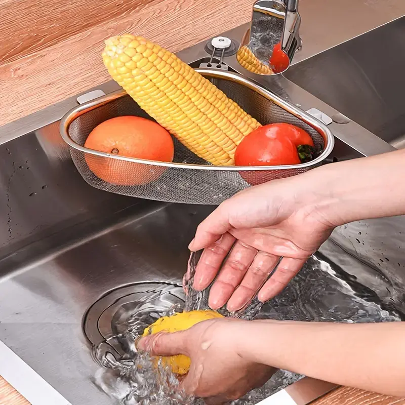 Thumbnail: Triangular Stainless Steel Sink Drainer Basket (1PC)