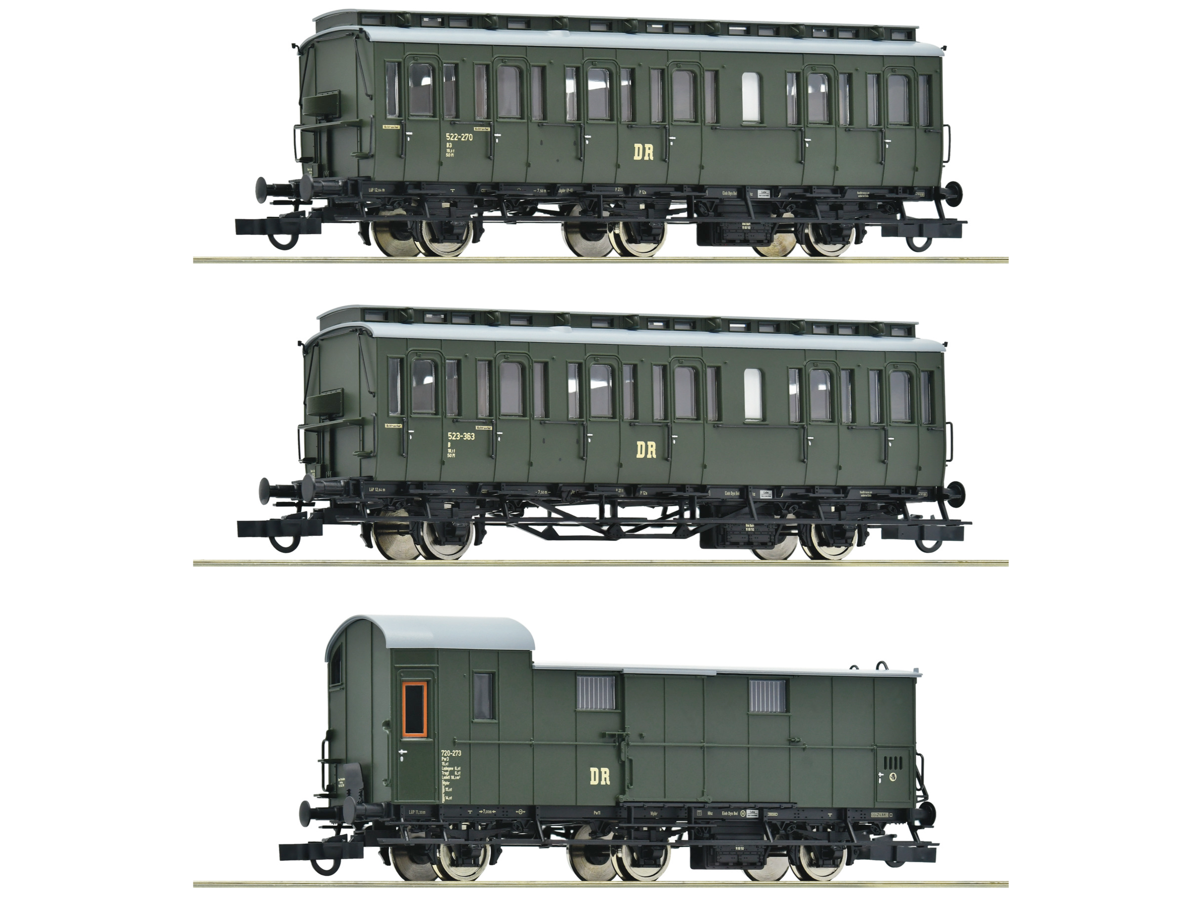 Roco 6200130, Set 3 coches de vía secundaria Alemania oriental, DR, época III
