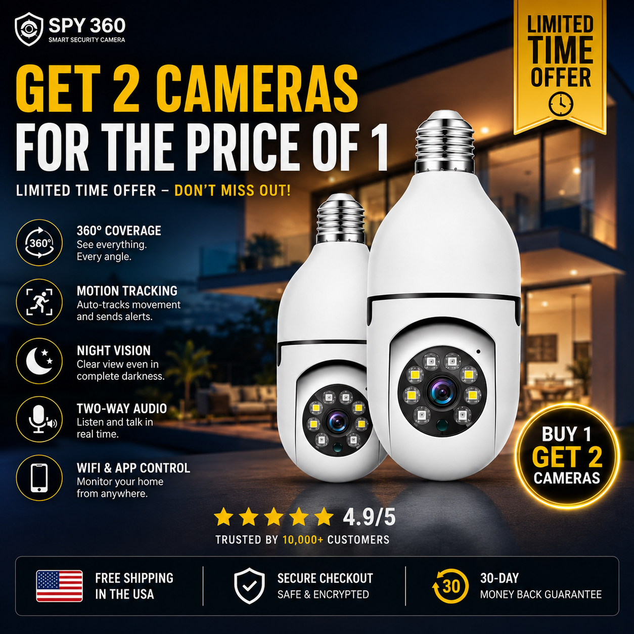 Spy360™ Home Security Camera – 2 Cameras for the Price of 1