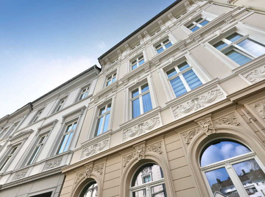 Historische Fassade einer Denkmalimmobilie