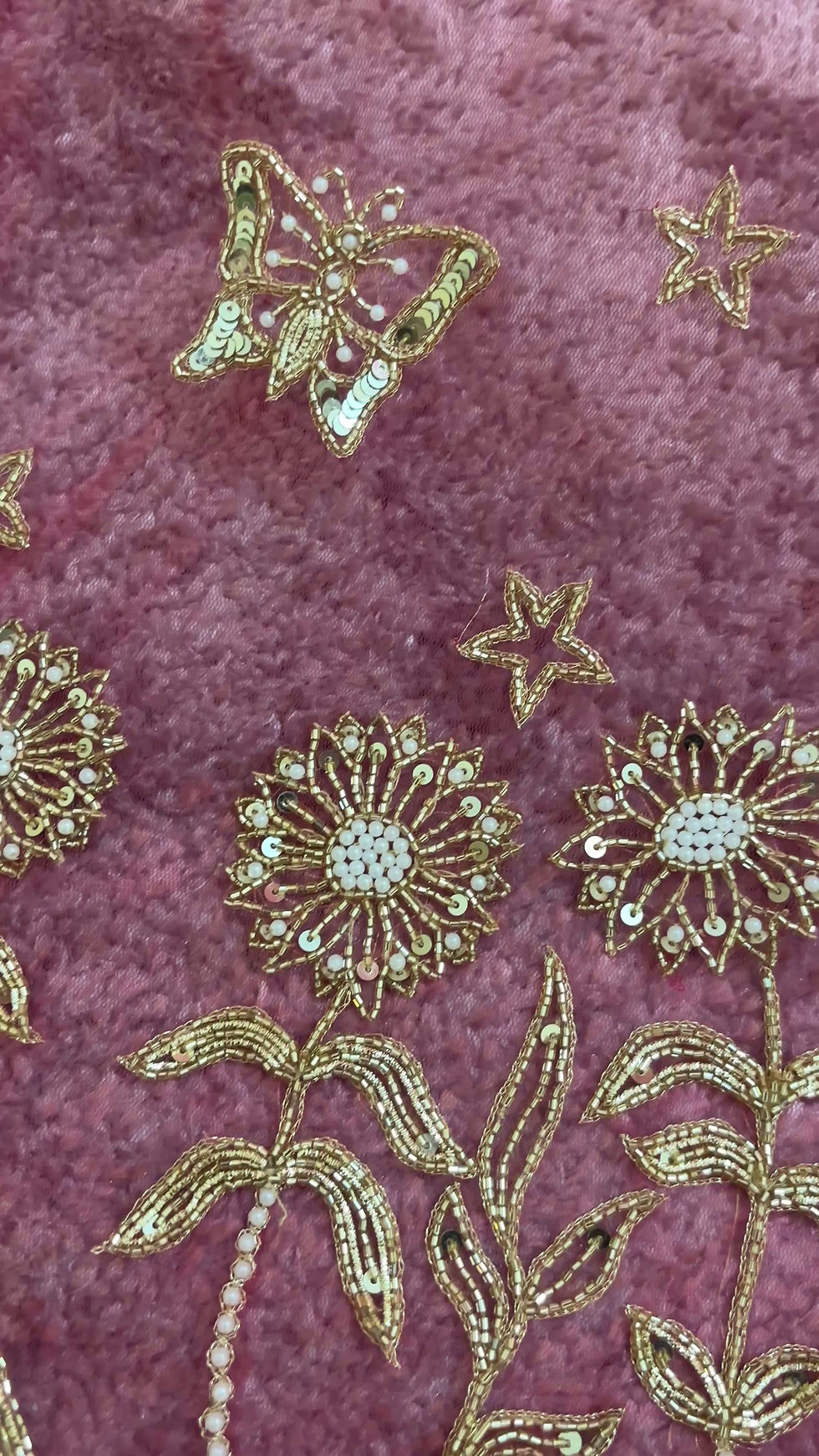 Thumbnail: Suryamukhi | Red Bridal Veil with Hand-Beaded Sunflower Embroidery