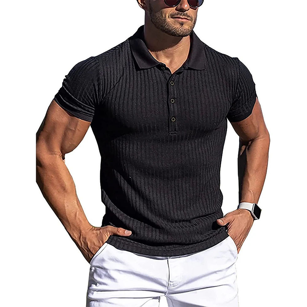 Miniatura: Novas camisas polo masculinas de verão, lisas, listradas, para fitness
