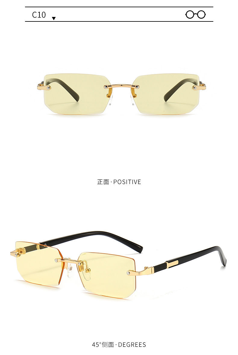 Miniatura: Rimless Sunglasses Rectangle Fashion Popular Women Men Shades Small Square Sun G