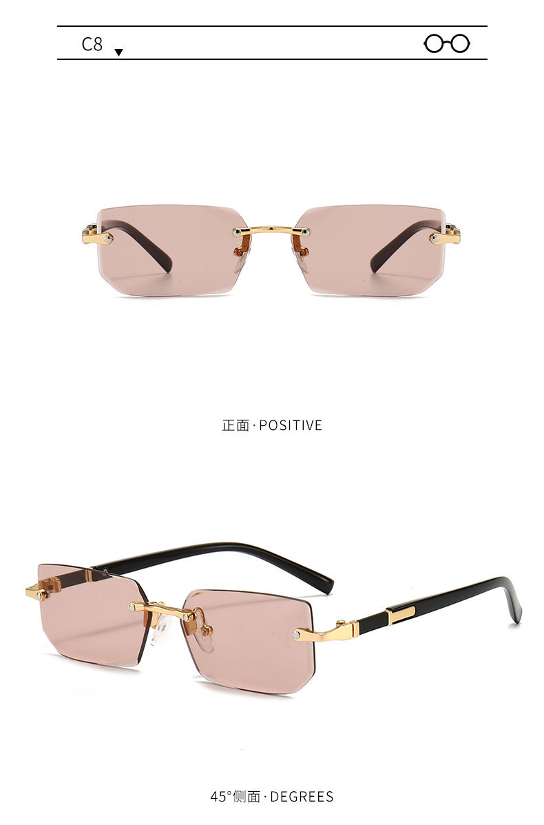 Miniatura: Rimless Sunglasses Rectangle Fashion Popular Women Men Shades Small Square Sun G