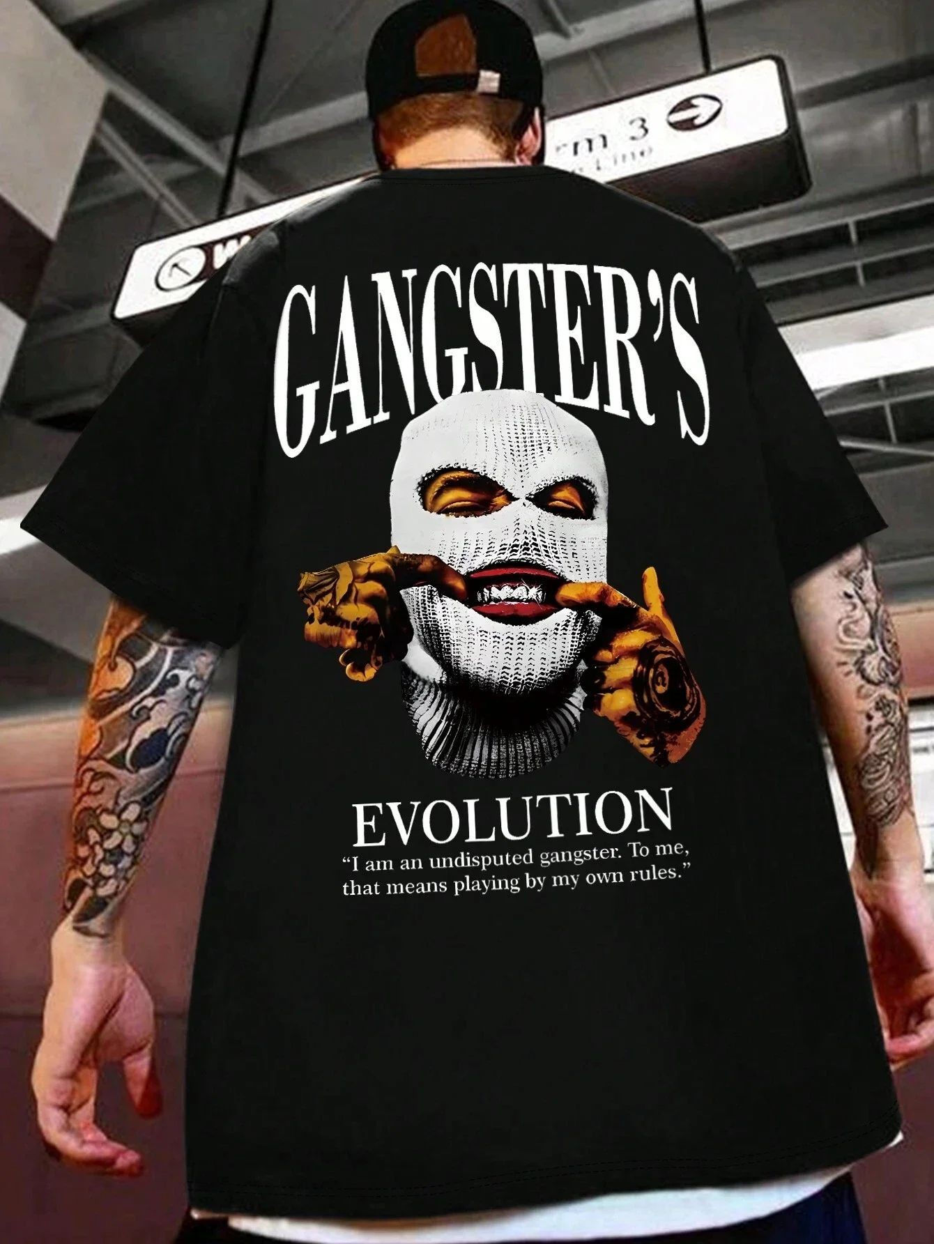 Hot selling new men's portrait pattern polyester hip-hop luxurious breathable ro