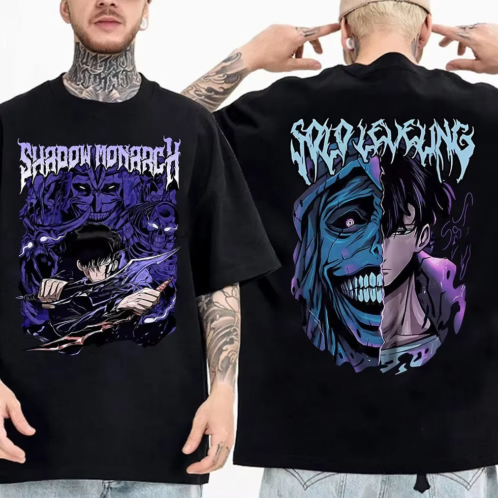 Miniatura: Solo Leveling anime Men's 100%clothing T-shirt Cotton retro Japanese O-neck shor
