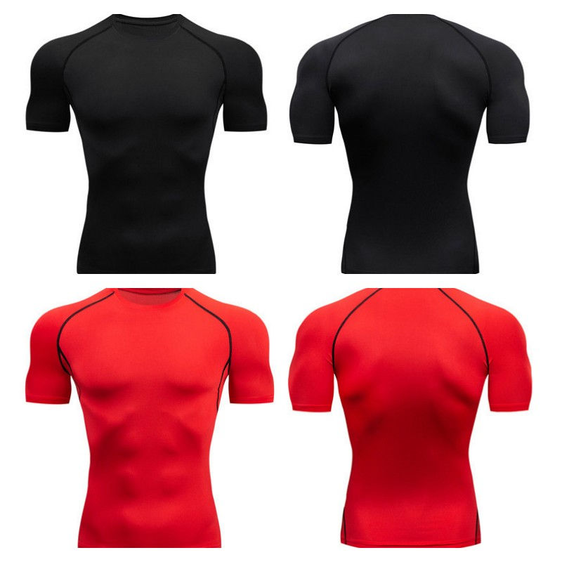 Miniatura: Camiseta de compressão masculina para corrida, fitness, manga curta, para treino