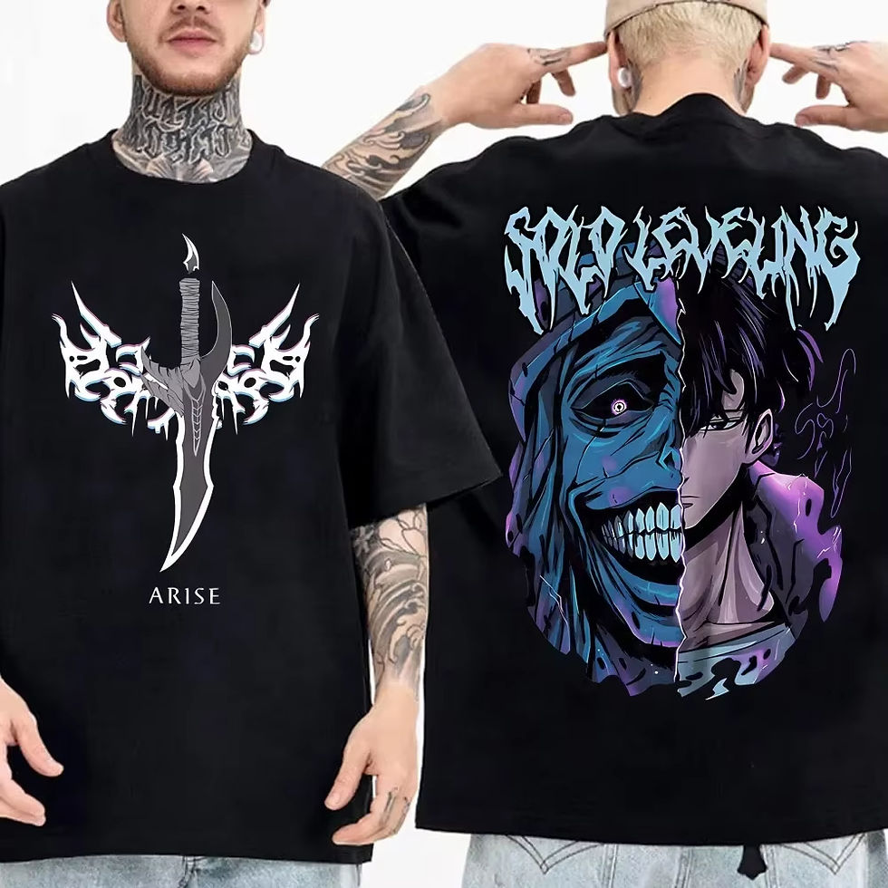 Miniatura: Solo Leveling anime Men's 100%clothing T-shirt Cotton retro Japanese O-neck shor