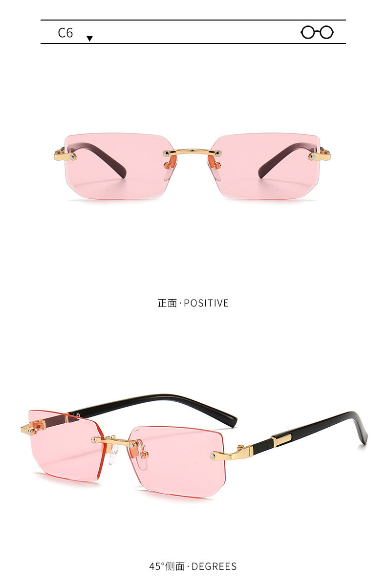 Miniatura: Rimless Sunglasses Rectangle Fashion Popular Women Men Shades Small Square Sun G