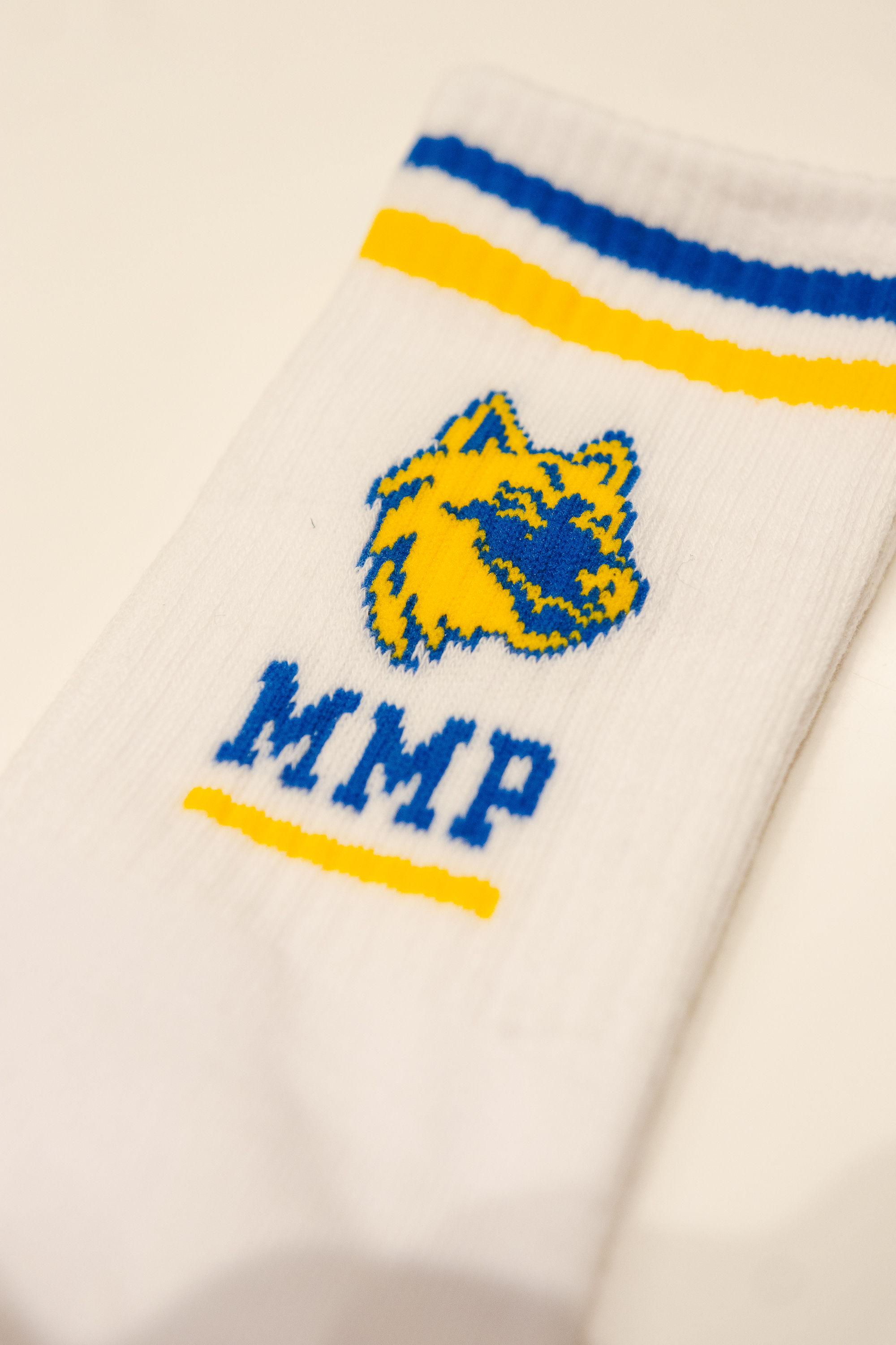 Be Fearless White, Blue, Gold Socks