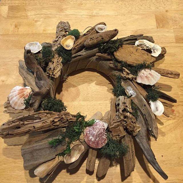 Driftwood wreath with shells and moss it is about 12_ round $20