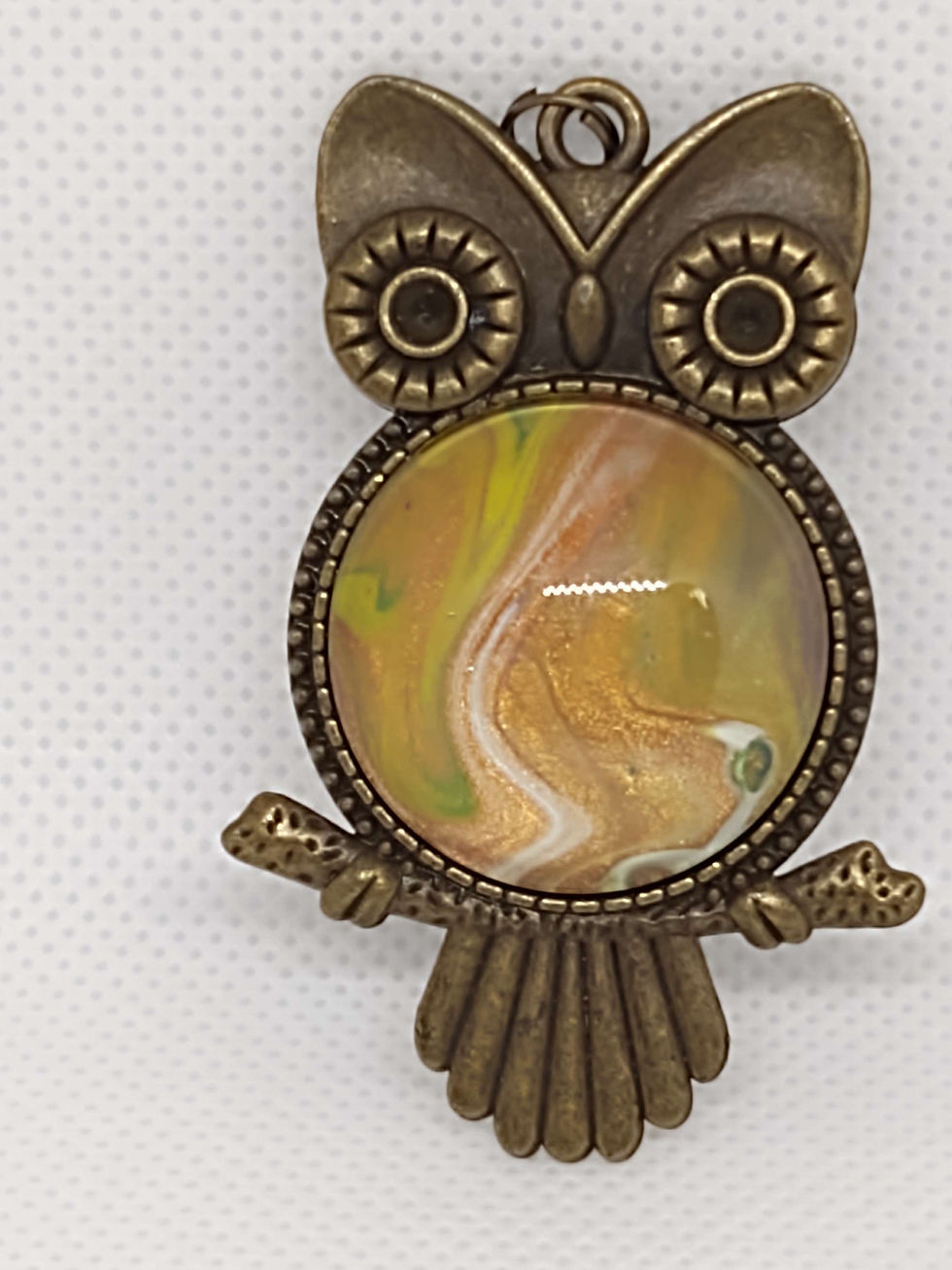 fluid art owl pendant for a necklace or keychain