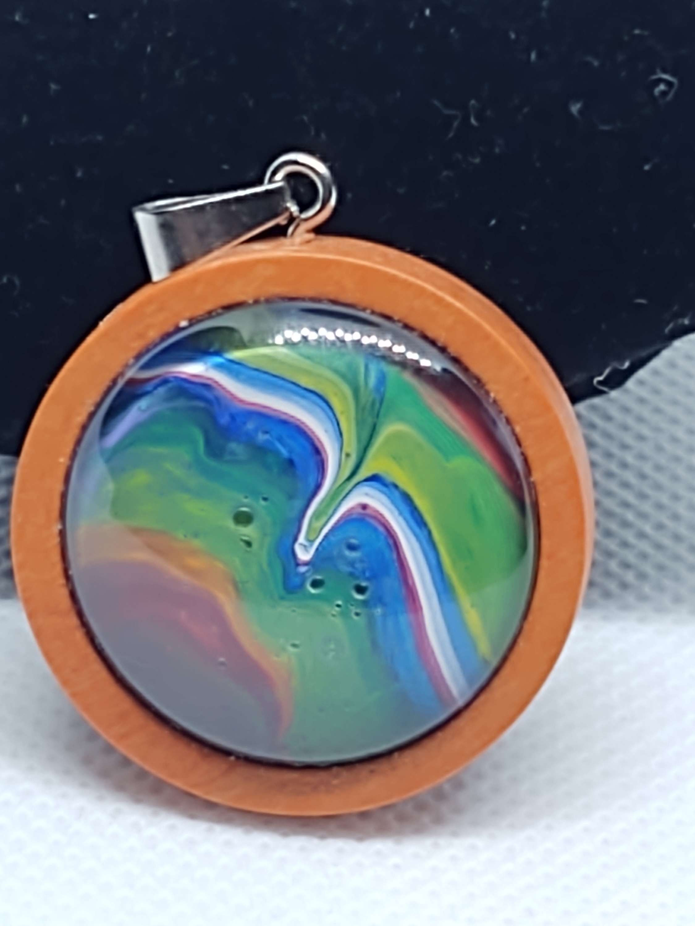 fluid art necklace or keychain pendant