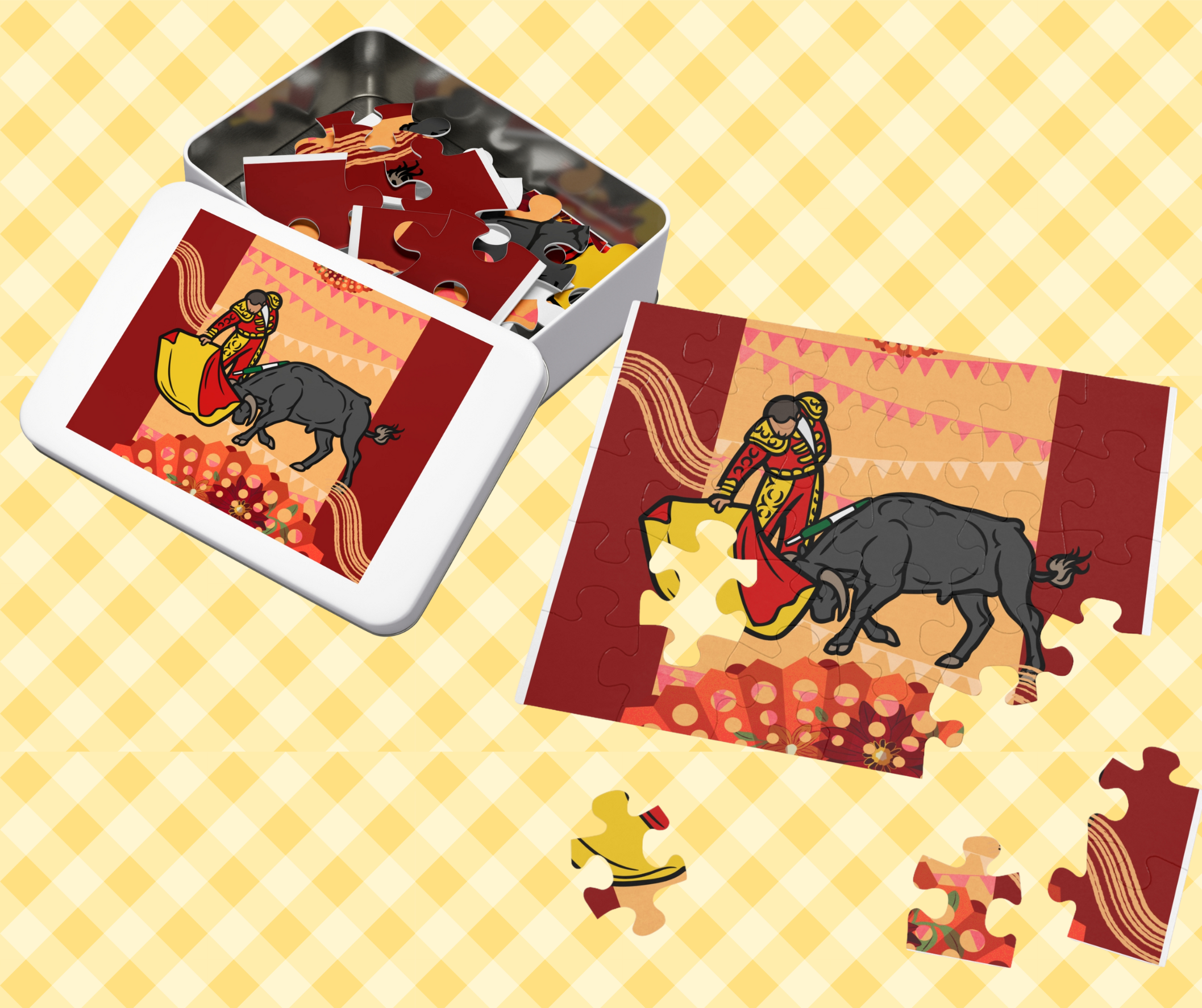 Bullfighter Fiesta Jigsaw Puzzle, Fun Family Activity, Gift for Puzzle Lovers