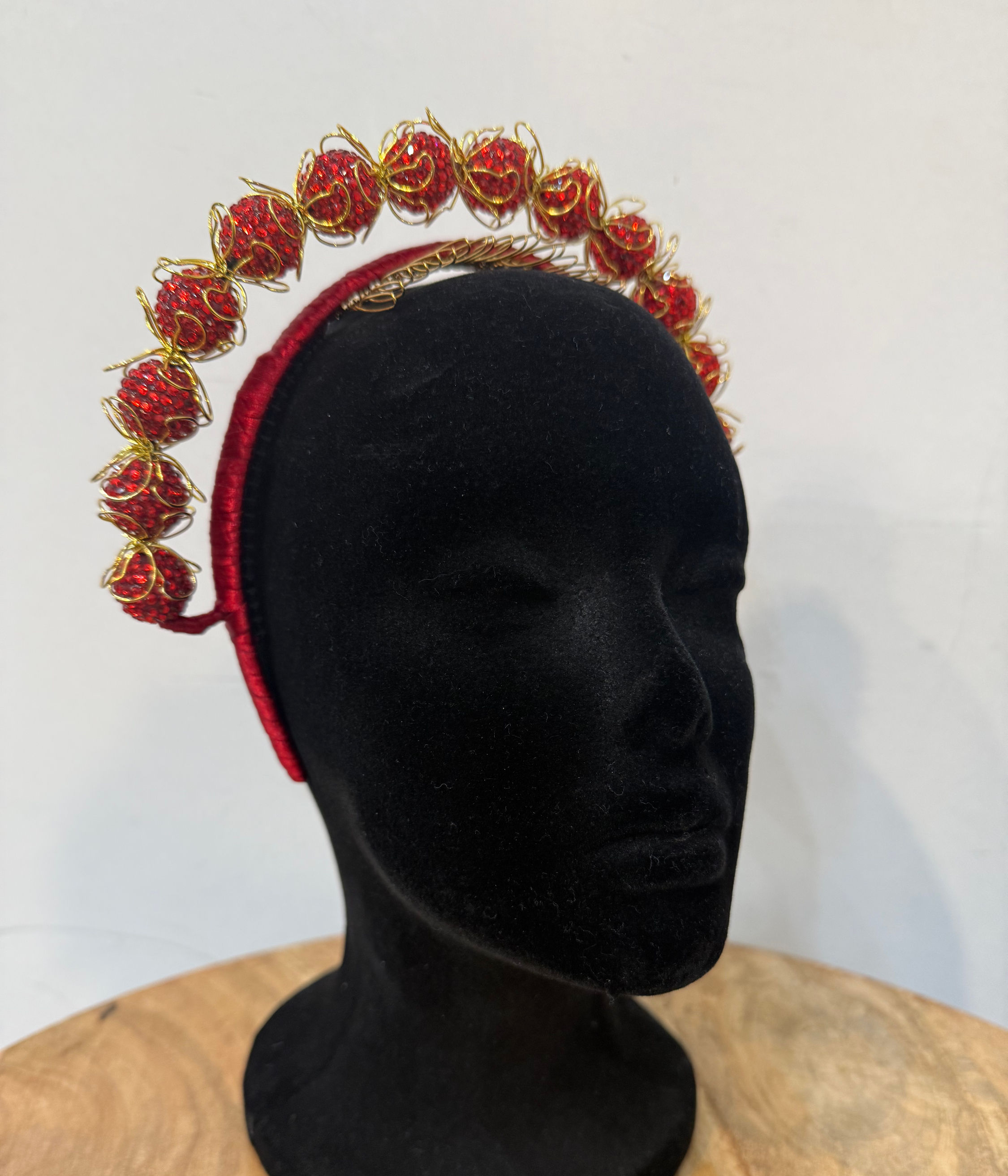 Halo Pearl Headband - Red and Gold Sparkle