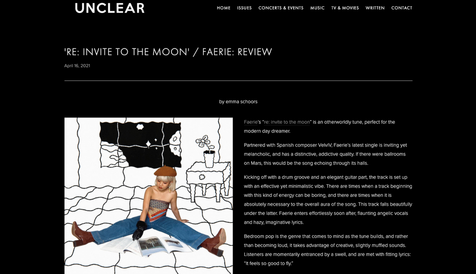 Unclear Mag | 'RE: INVITE TO THE MOON' / FAERIE: REVIEW